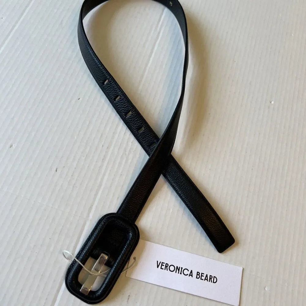 Veronica Beard/GAVAZZENI Leather Belt 75/XXS Lavanda Black Made in Italy NWT